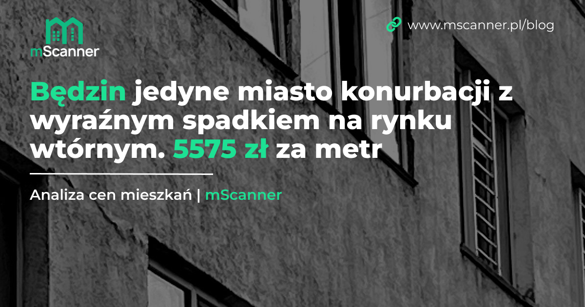 5575 zł za metr w Będzinie, jedynym mieście konurbacji z wyraźnym spadkiem na rynku wtórnym
