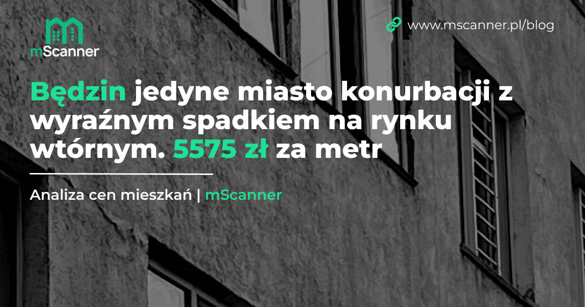 5575 zł za metr w Będzinie, jedynym mieście konurbacji z wyraźnym spadkiem na rynku wtórnym