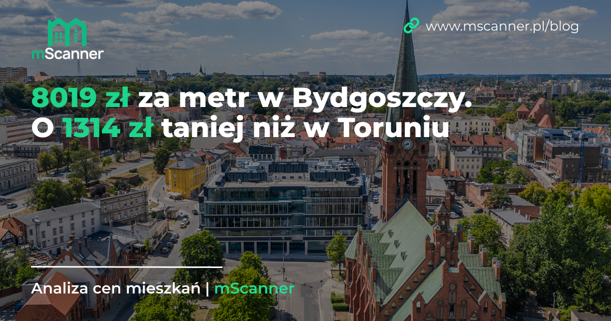 8019 zł za metr w Bydgoszczy, o 1314 zł taniej niż w Toruniu