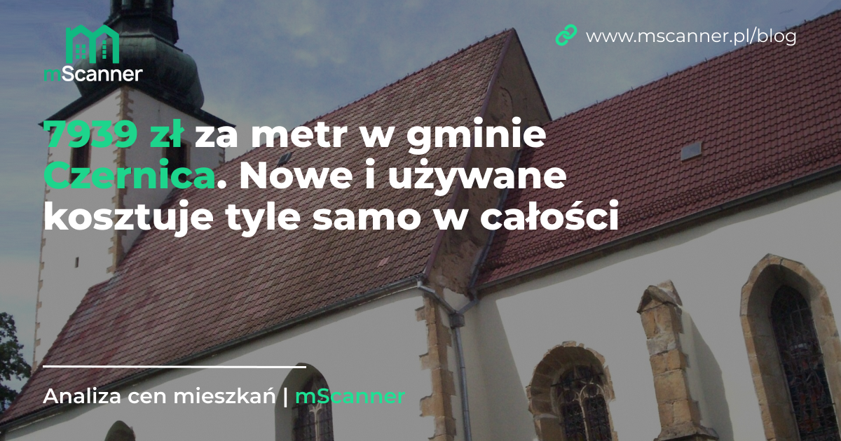 7939 zł za metr w gminie Czernica, a nowe i używane kosztuje tyle samo w całości