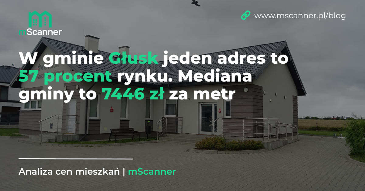 7446 zł za metr w gminie Głusk, a jeden adres to 57 procent rynku