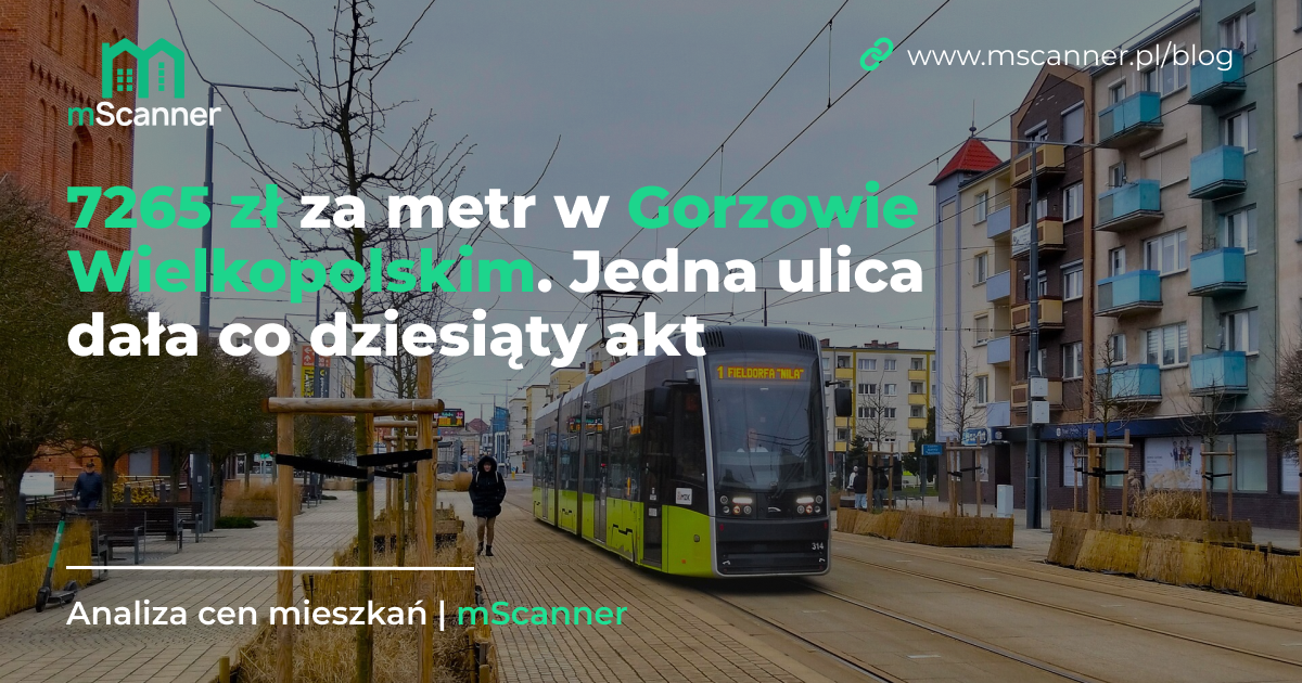 7265 zł za metr w Gorzowie Wielkopolskim, a jedna ulica dała co dziesiąty akt