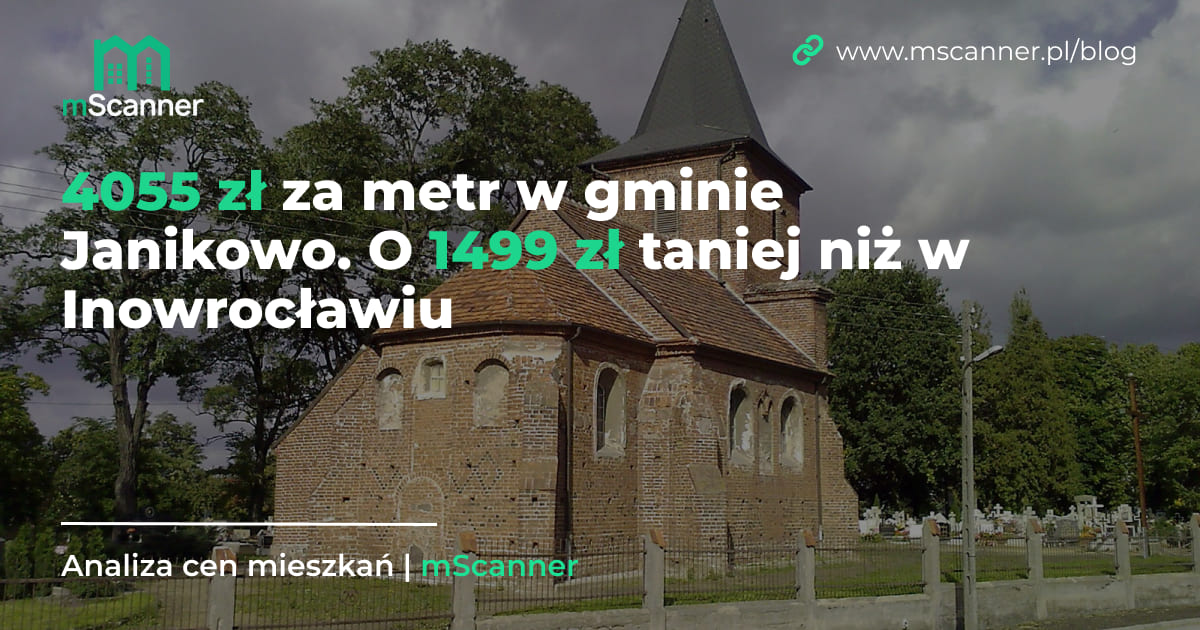 4055 zł za metr w gminie Janikowo, o 1499 zł taniej niż w Inowrocławiu