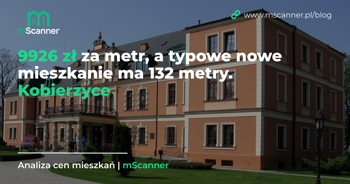9926 zł za metr w gminie Kobierzyce, a typowe nowe mieszkanie ma 132 metry