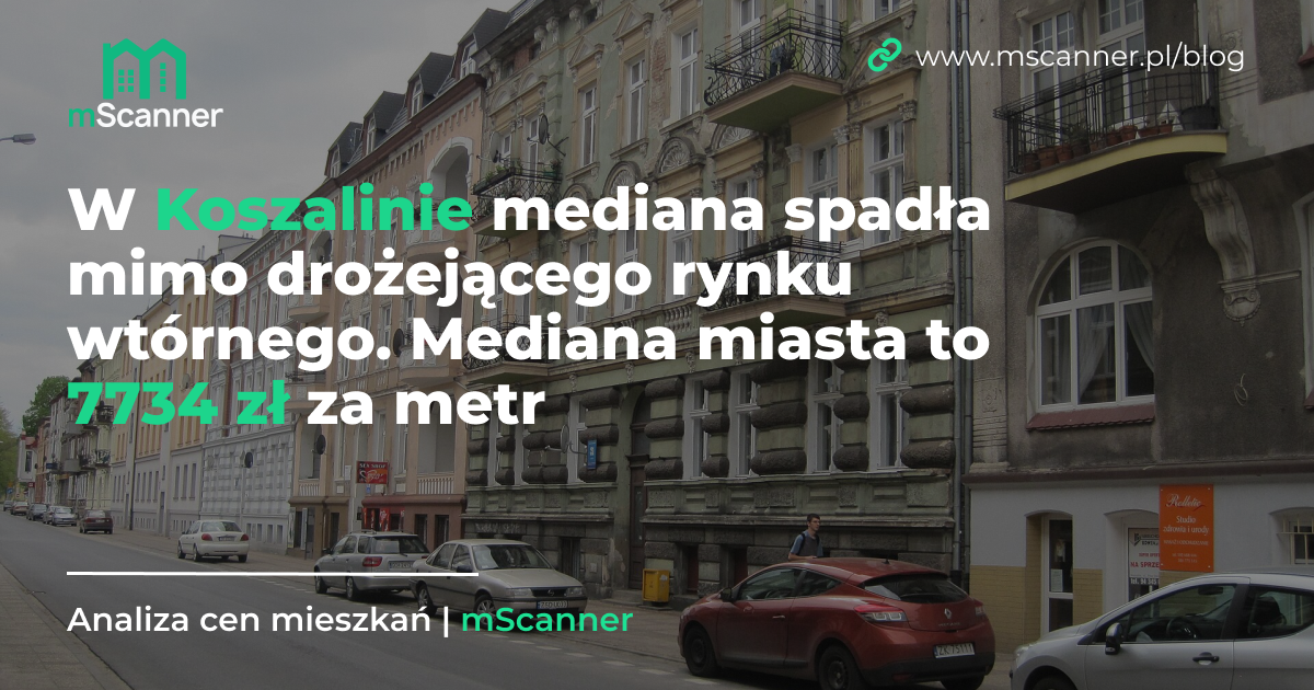 7734 zł za metr w Koszalinie, a mediana spadła mimo drożejącego rynku wtórnego