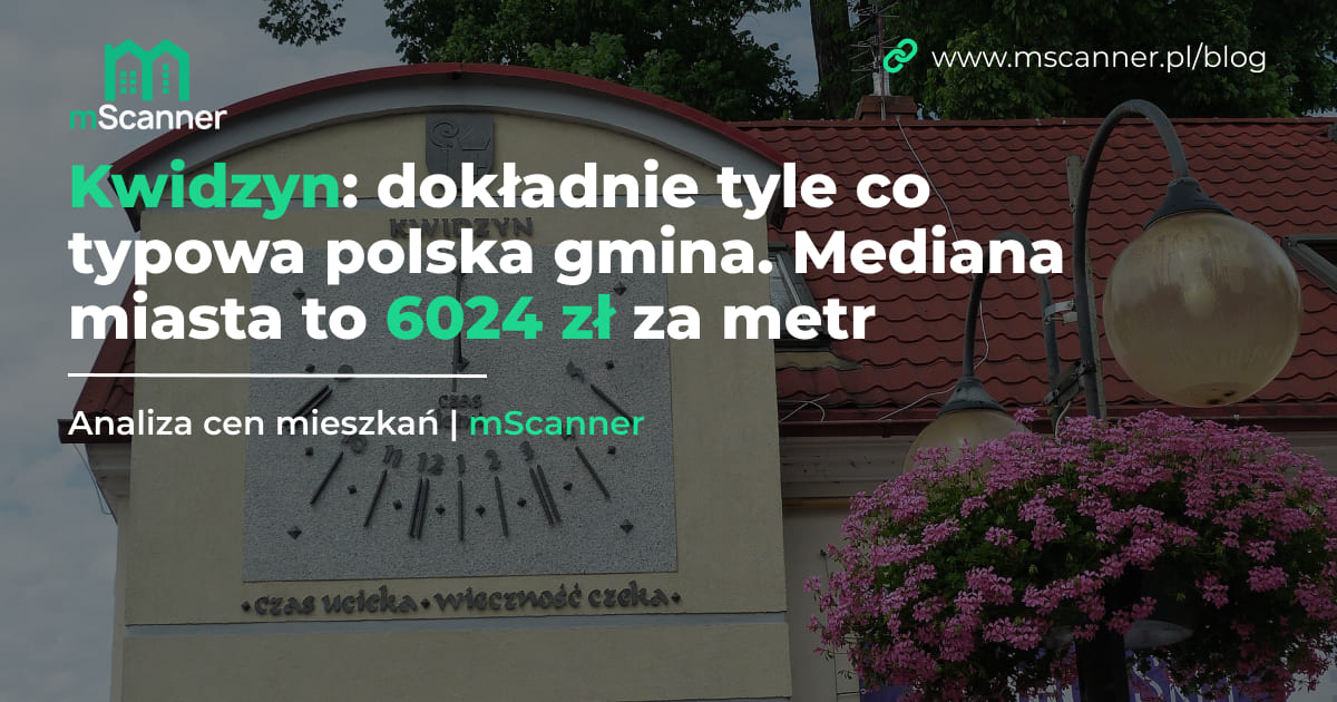 Kwidzyn: dokładnie tyle co typowa polska gmina. Mediana miasta to 6024 zł za metr