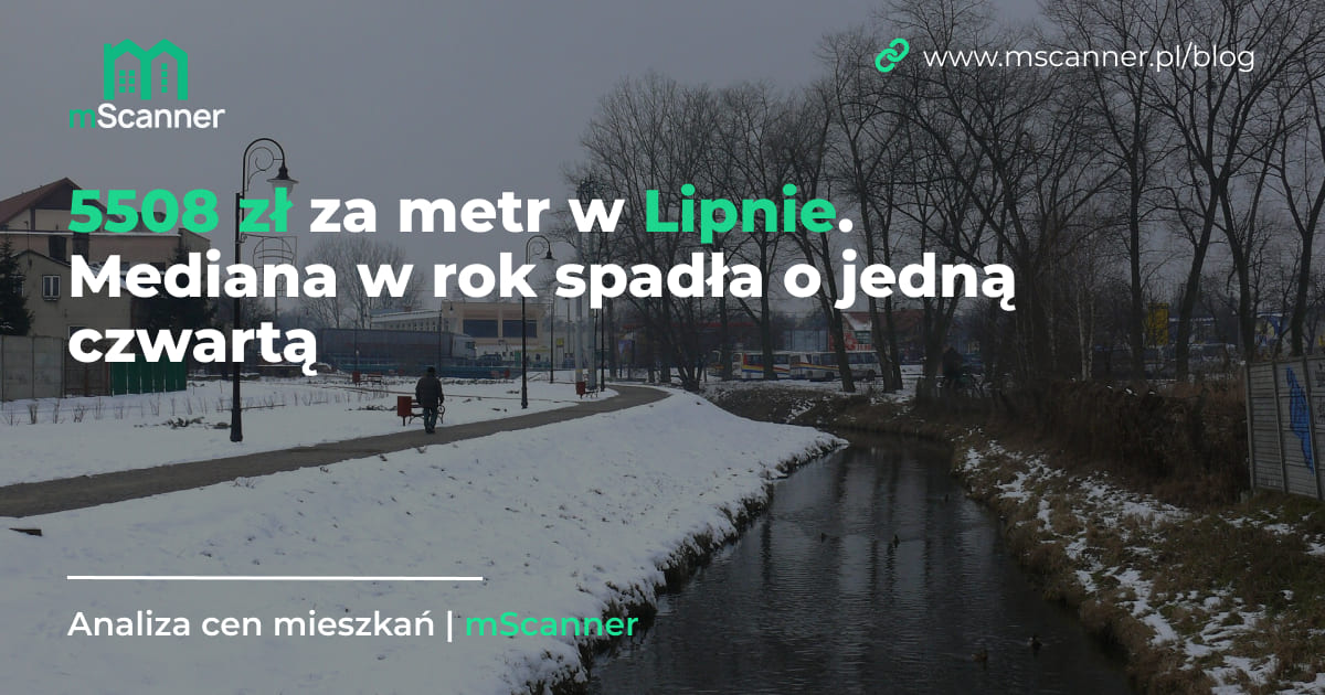 5508 zł za metr w Lipnie, a mediana w rok spadła o jedną czwartą