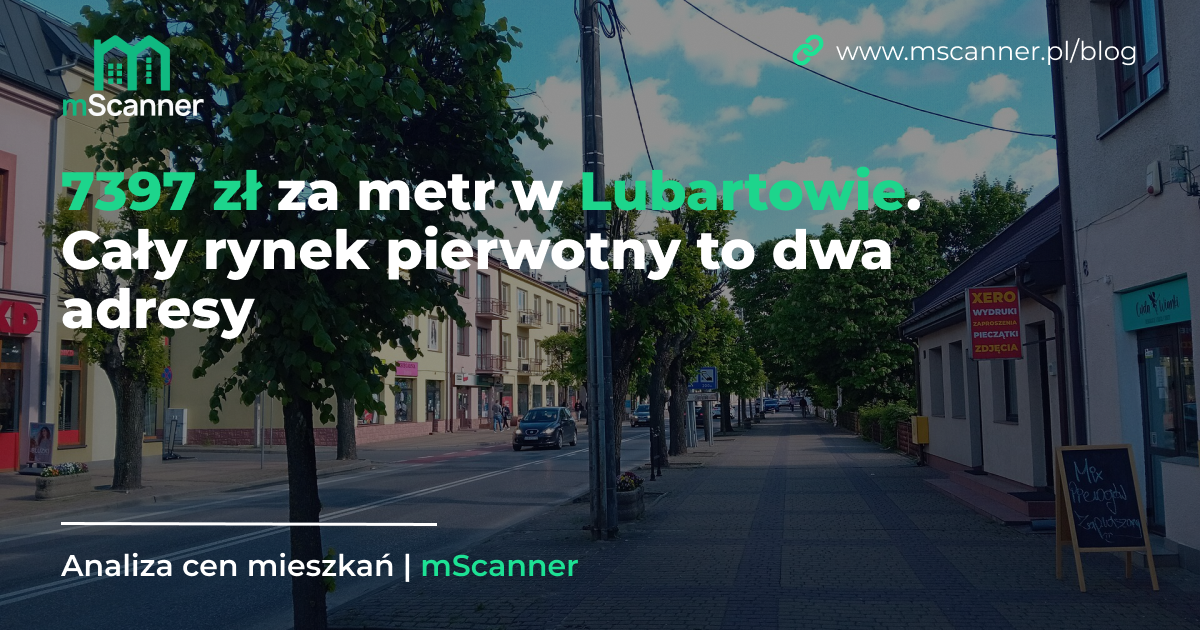 7397 zł za metr w Lubartowie, a cały rynek pierwotny to dwa adresy