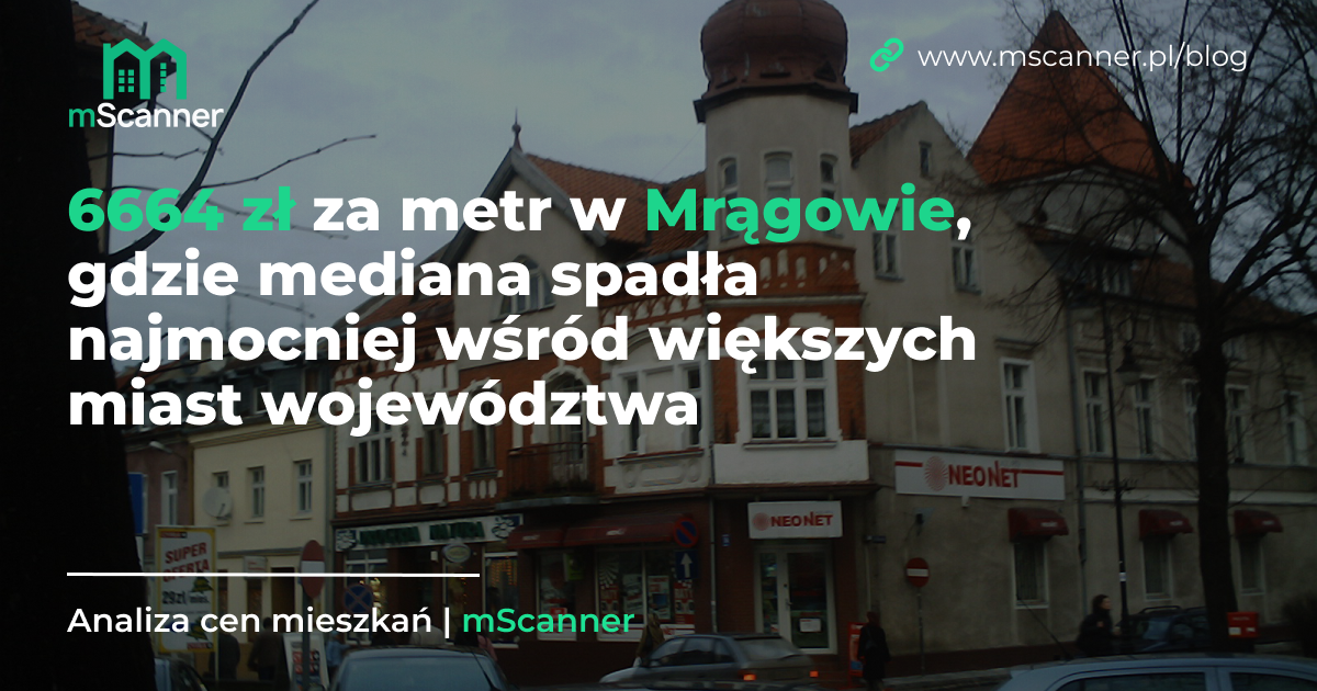 6664 zł za metr w Mrągowie, gdzie mediana spadła najmocniej wśród większych miast województwa