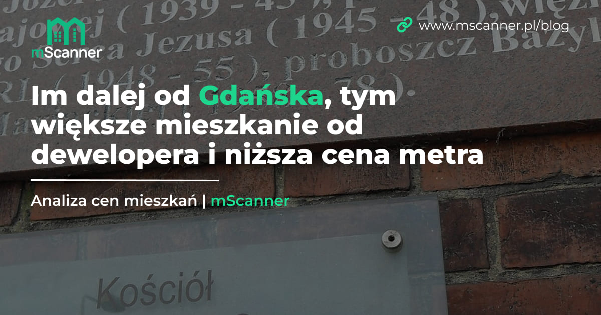 Im dalej od Gdańska, tym większe mieszkanie od dewelopera i niższa cena metra
