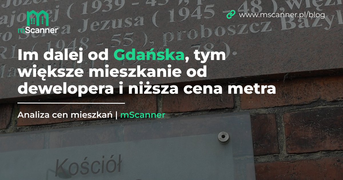 Im dalej od Gdańska, tym większe mieszkanie od dewelopera i niższa cena metra