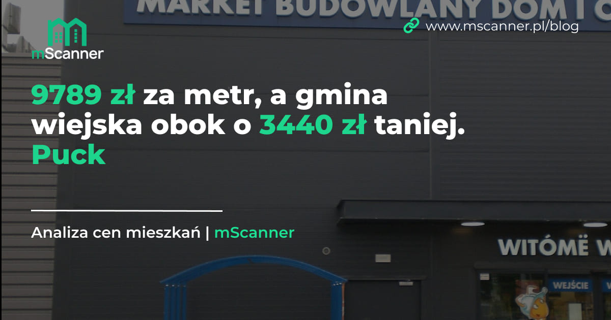 9789 zł za metr, a gmina wiejska obok o 3440 zł taniej. Puck