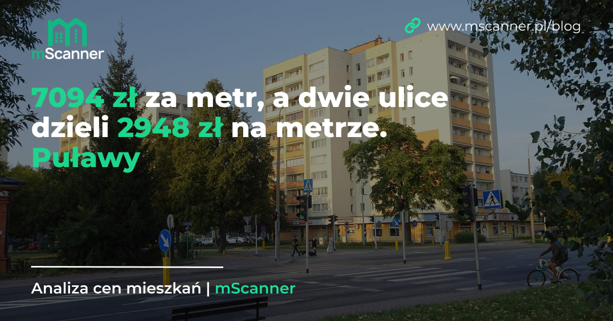7094 zł za metr w Puławach, a dwie ulice dzieli 2948 zł na metrze