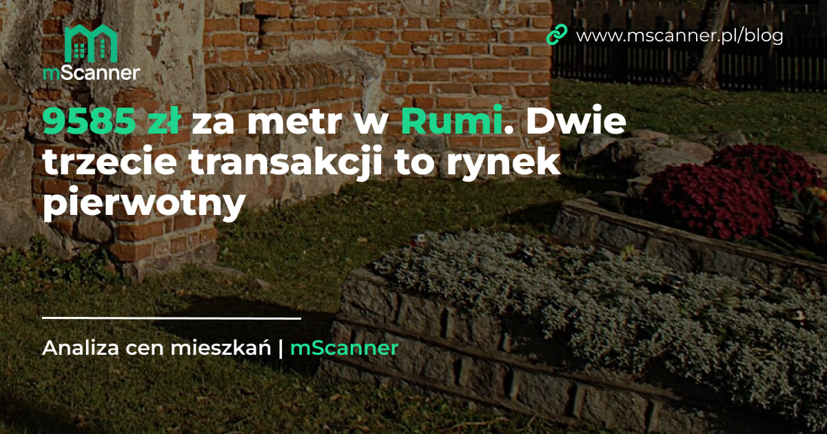 9585 zł za metr w Rumi. Dwie trzecie transakcji to rynek pierwotny