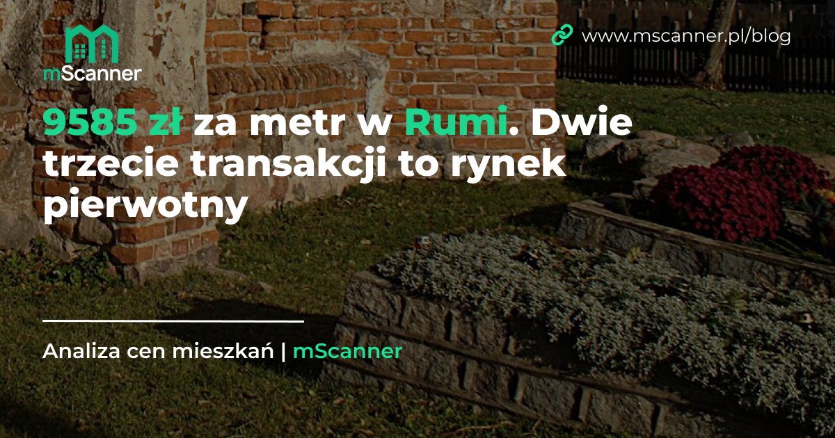 9585 zł za metr w Rumi. Dwie trzecie transakcji to rynek pierwotny