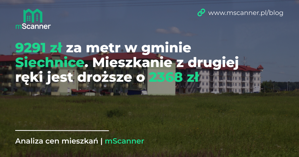 9291 zł za metr w gminie Siechnice, a mieszkanie z drugiej ręki jest droższe o 2368 zł