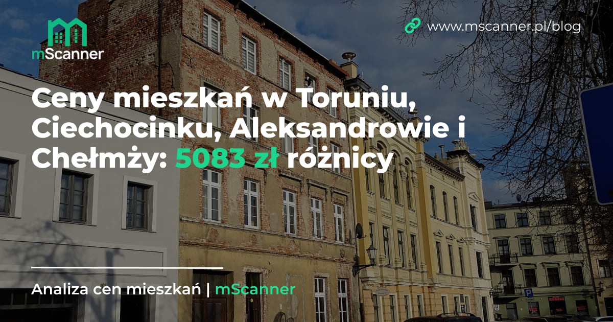 Ceny mieszkań w Toruniu, Ciechocinku, Aleksandrowie i Chełmży: 5083 zł różnicy