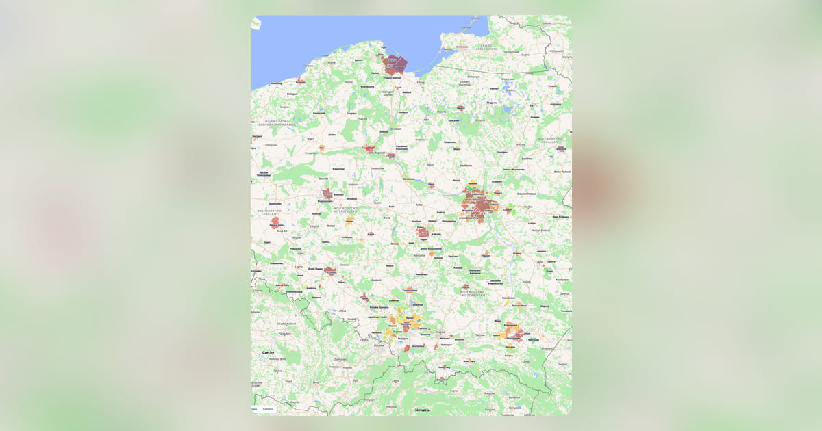 Mapa cen transakcyjnych mieszkań w Polsce z podziałem na gminy