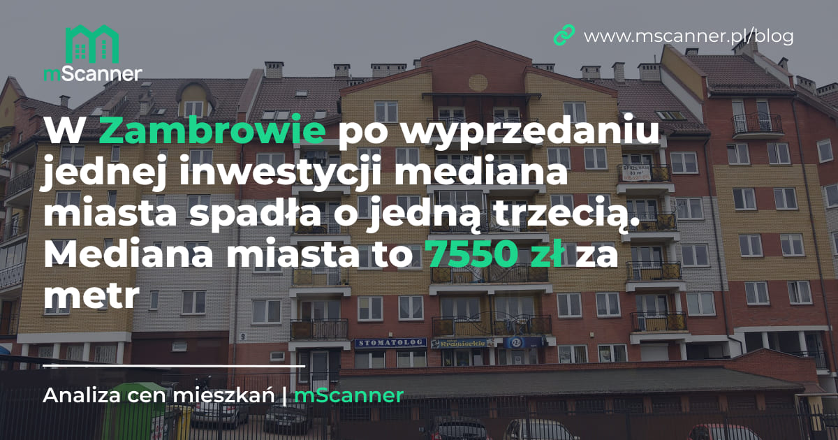 7550 zł za metr w Zambrowie, a po wyprzedaniu jednej inwestycji mediana miasta spadła o jedną trzecią