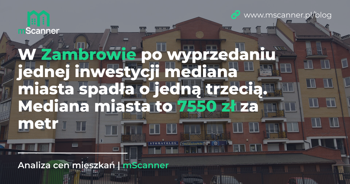 7550 zł za metr w Zambrowie, a po wyprzedaniu jednej inwestycji mediana miasta spadła o jedną trzecią